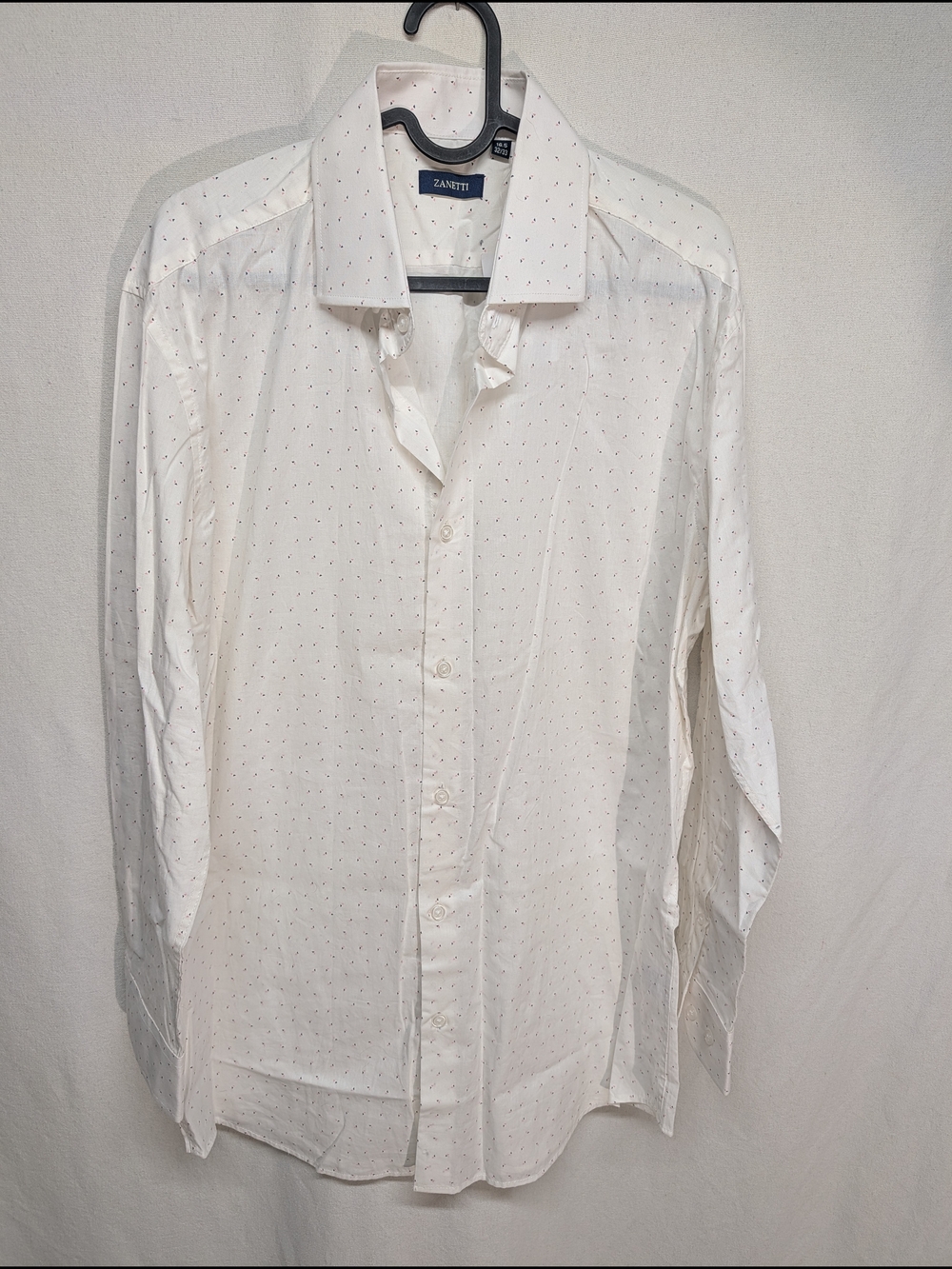 Zanetti White Button-Down Shirt with Subtle Dot Pattern